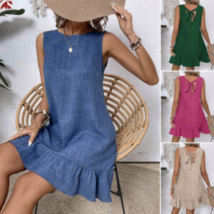 Summer Ruffle Dress Fashion Loose Sleeveless Straight Beach Dresses For Women